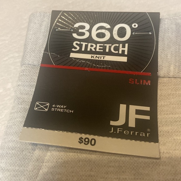 J.FERRAR NWT Size 32x30 Light Gray Slim 360 Flat Front Stretch Knit Pants - Picture 2 of 8
